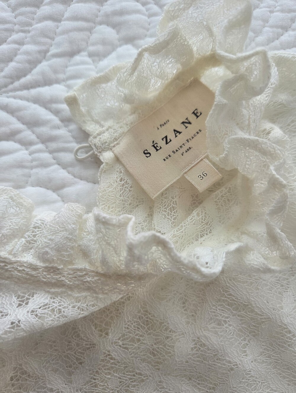 Sezane Cream Lace Top, Size S